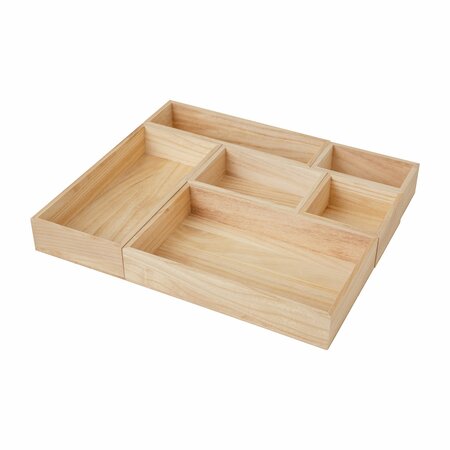 Martha Stewart Enzo 6 Piece Wooden Desk Drawer Organizer Set in Light Natural LY-68986-6-NAT-MS